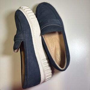 Clarks Dark Blue Slip-On Loafers